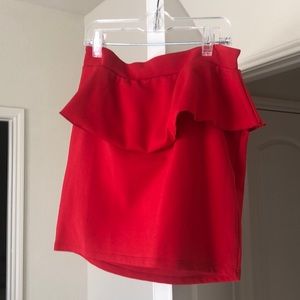Red peplum skirt